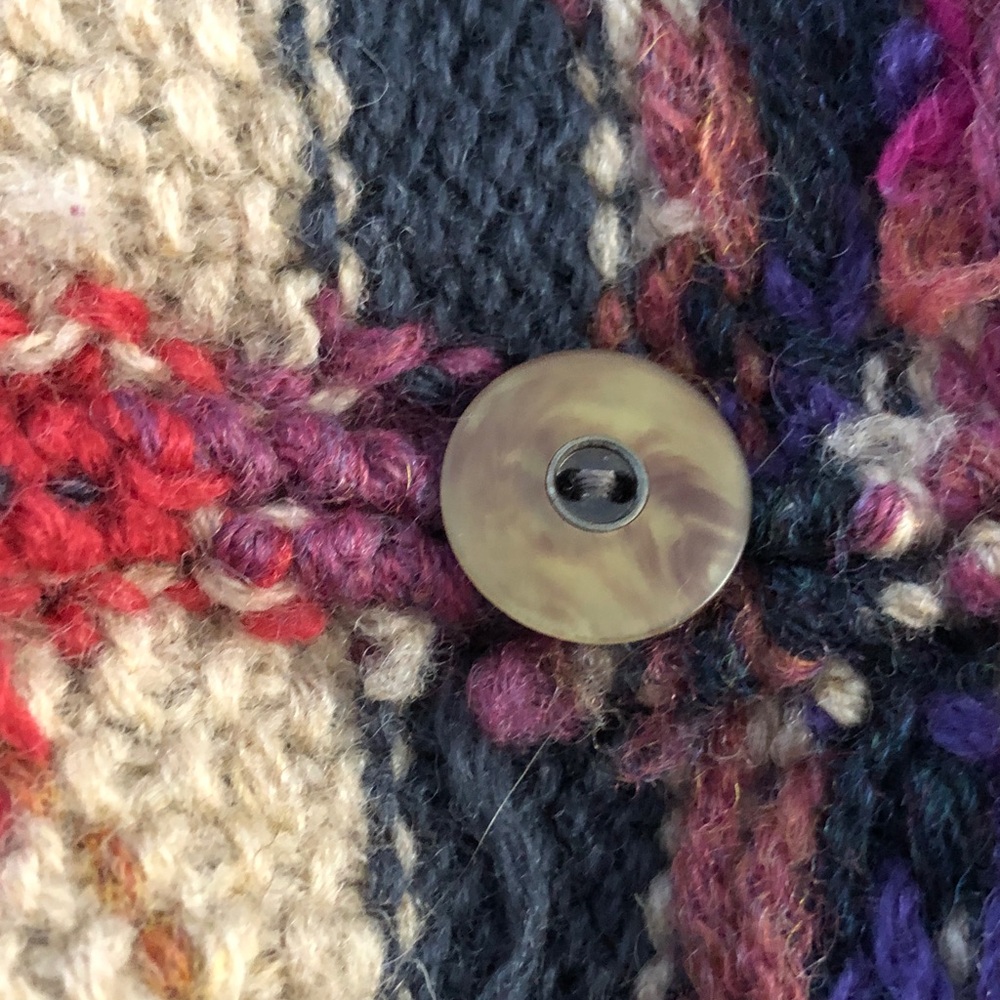 Segrets Sun Prints Colourful Shetland Wool Hand Knit Cardigan - Picture 4 of 12